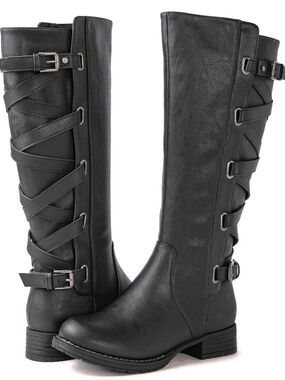 NWT!! Global Win Women's Black Knee-High Boots